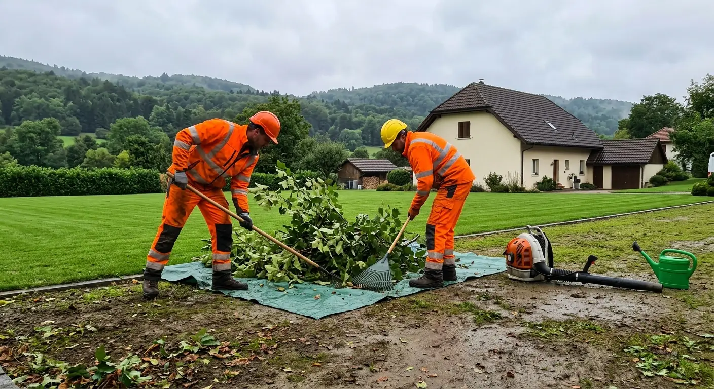 Ramassage des branches en fin de chantier