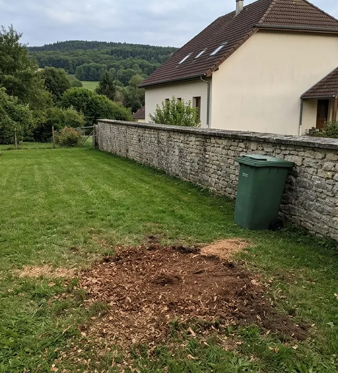 Même pelouse après rognage de la souche